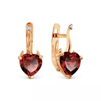 Серьги с гранатами и фианитами Линии Любви