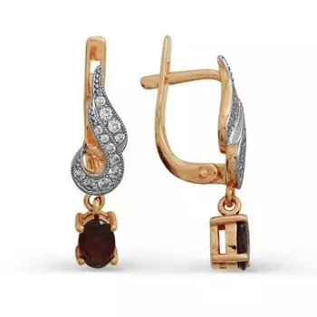 Серьги с гранатами и фианитами Линии Любви