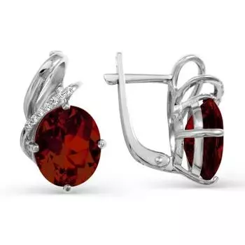 Серьги с гранатами и фианитами Линии Любви