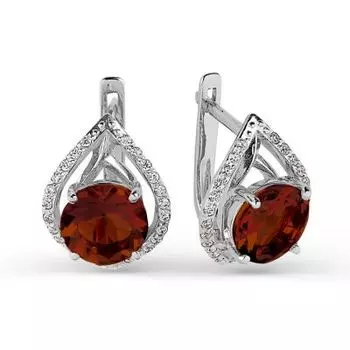 Серьги с гранатами и фианитами Линии Любви