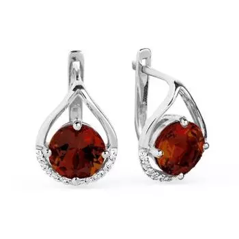 Серьги с гранатами и фианитами Линии Любви