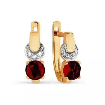 Серьги с гранатами и фианитами Линии Любви