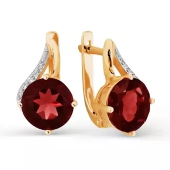 Серьги с гранатами и фианитами Линии Любви