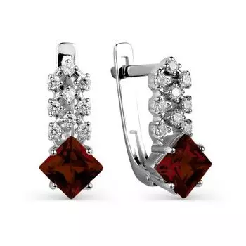 Серьги с гранатами и фианитами Линии Любви