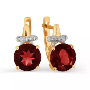 Серьги с гранатами и фианитами Линии Любви
