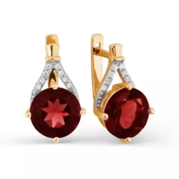 Серьги с гранатами и фианитами Линии Любви
