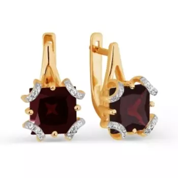 Серьги с гранатами и фианитами Линии Любви