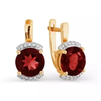 Серьги с гранатами и фианитами Линии Любви