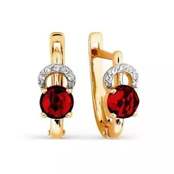Серьги с гранатами и фианитами Линии Любви