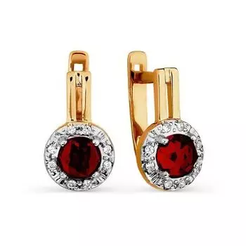 Серьги с гранатами и фианитами Линии Любви