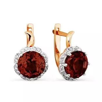 Серьги с гранатами и фианитами Линии Любви