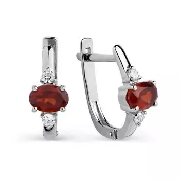Серьги с гранатами и фианитами Линии Любви
