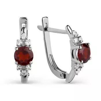 Серьги с гранатами и фианитами Линии Любви