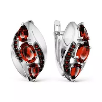 Серьги с гранатами и фианитами Линии Любви