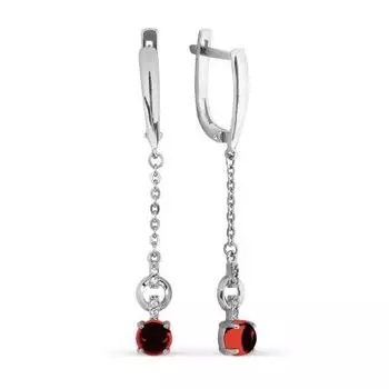 Серьги с гранатами и фианитами Линии Любви