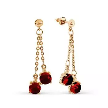 Серьги с гранатами и фианитами Линии Любви