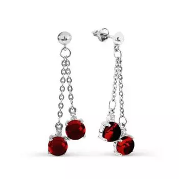 Серьги с гранатами и фианитами Линии Любви
