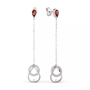Серьги с гранатами и фианитами Линии Любви