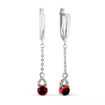 Серьги с гранатами и фианитами Линии Любви