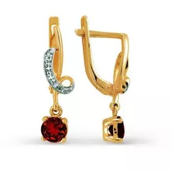 Серьги с гранатами и фианитами Линии Любви