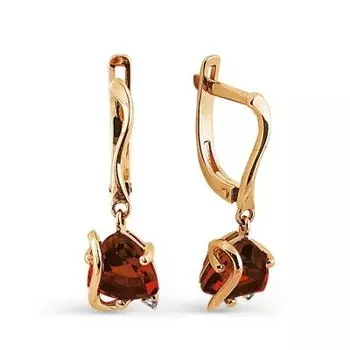 Серьги с гранатами и фианитами Линии Любви