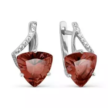 Серьги с гранатами и фианитами Линии Любви