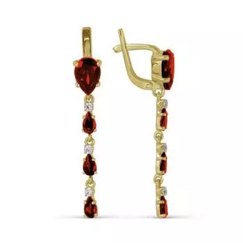 Серьги с гранатами и фианитами Линии Любви