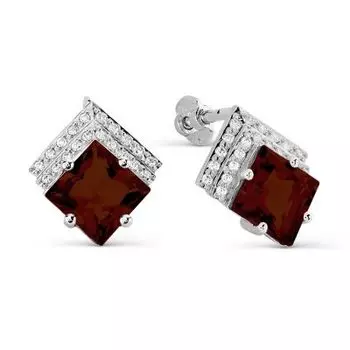 Серьги с гранатами и фианитами Линии Любви