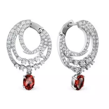Серьги с гранатами и фианитами Линии Любви