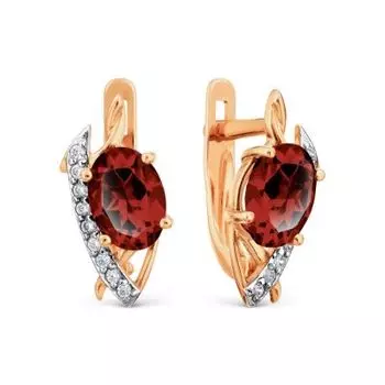 Серьги с гранатами и фианитами Линии Любви