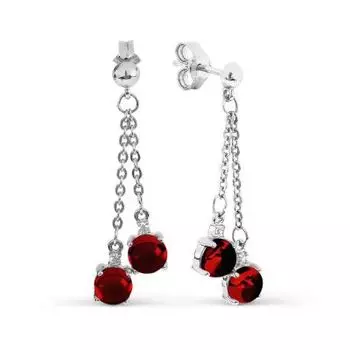 Серьги с гранатами и фианитами Линии Любви