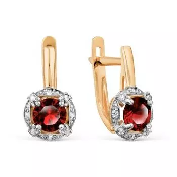 Серьги с гранатами и фианитами Линии Любви