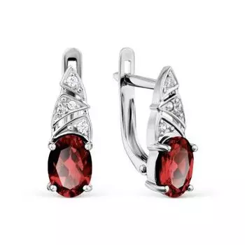 Серьги с гранатами и фианитами Линии Любви