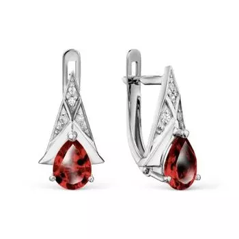 Серьги с гранатами и фианитами Линии Любви