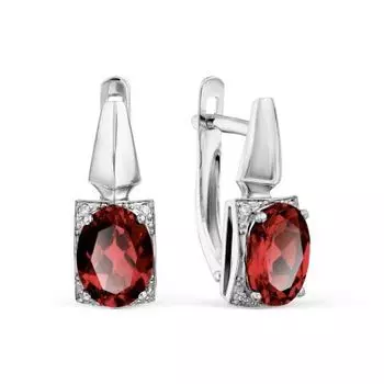 Серьги с гранатами и фианитами Линии Любви