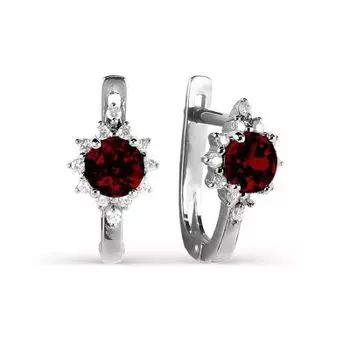 Серьги с гранатами и фианитами Линии Любви