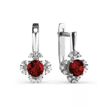 Серьги с гранатами и фианитами Линии Любви
