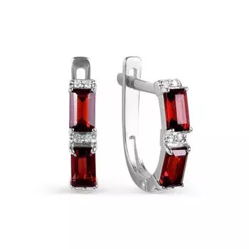 Серьги с гранатами и фианитами Линии Любви