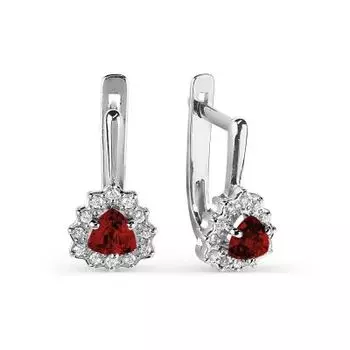 Серьги с гранатами и фианитами Линии Любви