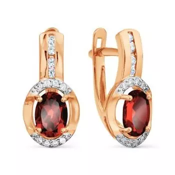 Серьги с гранатами и фианитами Линии Любви