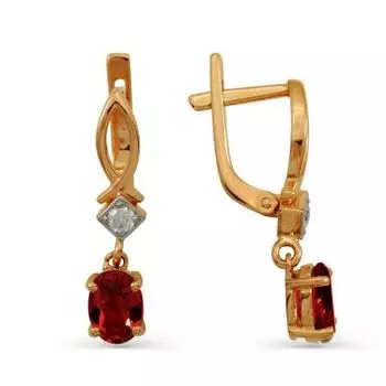 Серьги с гранатами и фианитами Линии Любви