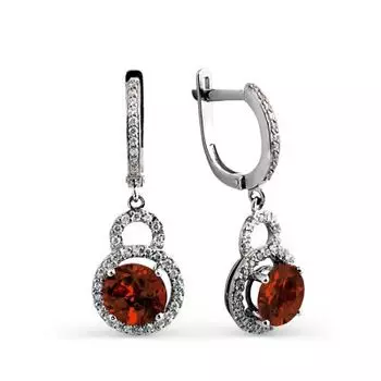 Серьги с гранатами и фианитами Линии Любви