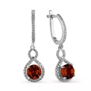 Серьги с гранатами и фианитами Линии Любви