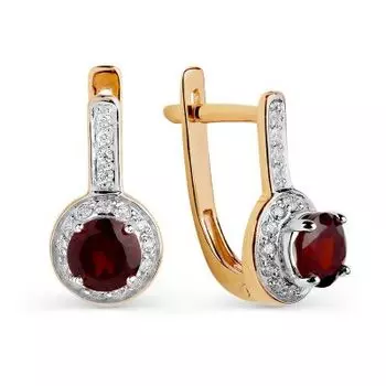 Серьги с гранатами и фианитами Линии Любви