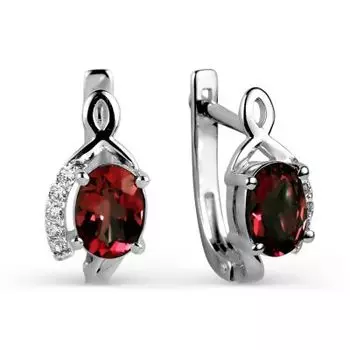 Серьги с гранатами и фианитами Линии Любви
