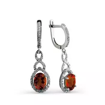 Серьги с гранатами и фианитами Линии Любви