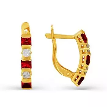 Серьги с гранатами и фианитами Линии Любви