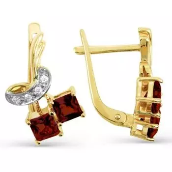 Серьги с гранатами и фианитами Линии Любви