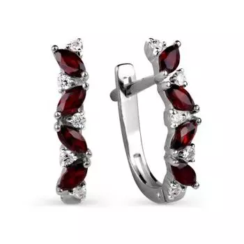 Серьги с гранатами и фианитами Линии Любви