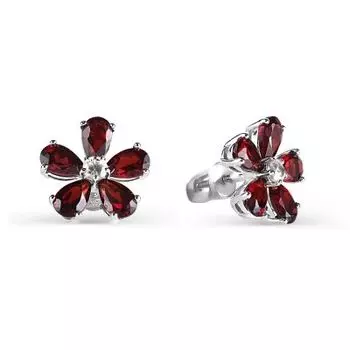 Серьги с гранатами и фианитами Линии Любви